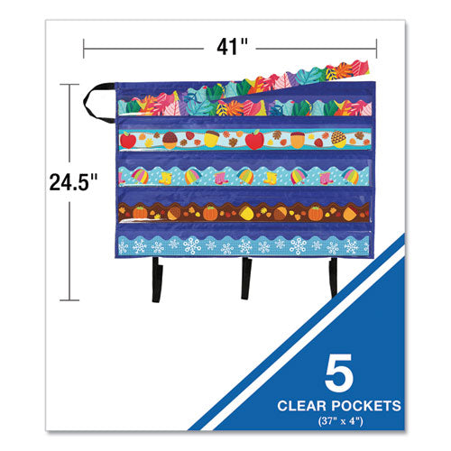 Border Storage Pocket Chart, Blue/clear, 41" X 24.5"