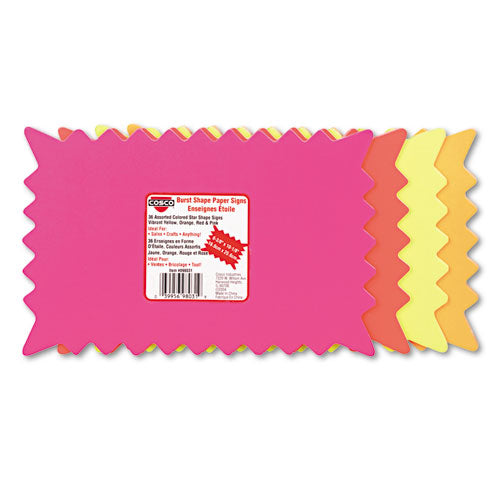 Write-on “do It Yourself” Sign, Rectangular Burst, Die-cut Paper, 10.13 X 6.38, Assorted Fluorescent Colors, 36/pack