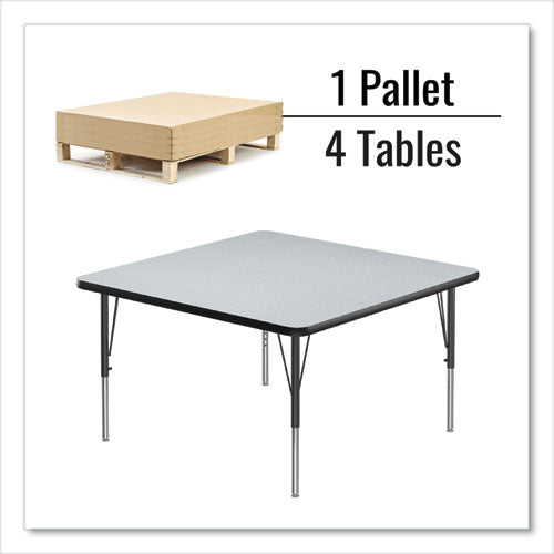 Adjustable Activity Tables, Square, 48" X 48" X 19" To 29", Gray Top, Black Legs, 4/pallet