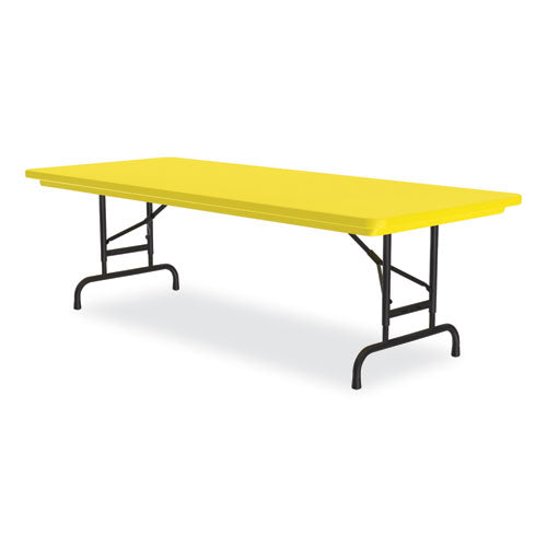 Adjustable Folding Tables, Rectangular, 60" X 30" X 22" To 32", Yellow Top, Black Legs, 4/pallet