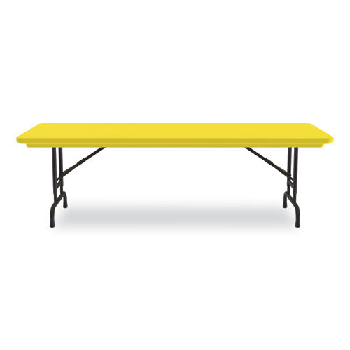 Adjustable Folding Tables, Rectangular, 60" X 30" X 22" To 32", Yellow Top, Black Legs, 4/pallet