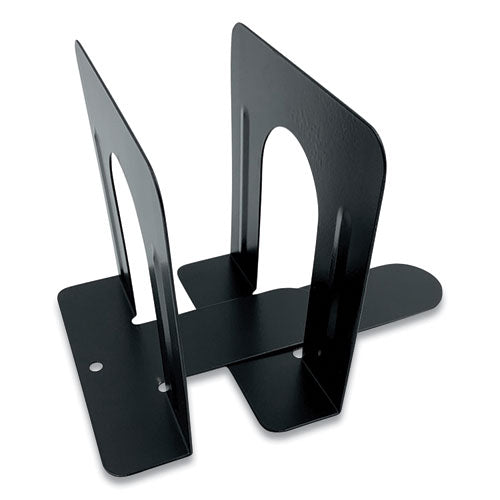 Steel Bookends, Contemporary Style, Nonskid, 4.75 X 4.75 X 4.75, Black, 1 Pair