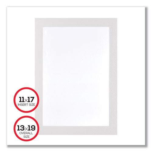 Self Adhesive Sign Holders, 11 X 17, Clear With White Border, 2/pack