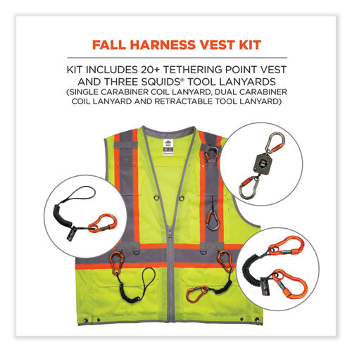 Glowear 8231tvk Class 2 Hi-vis Tool Tethering Safety Vest Kit, Polyester, Large/x-large, Lime