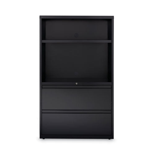 Combo Bookshelf/lateral File Cabinet, 2 Shelves (1 Adjustable), 2 Letter/legal Drawers, Black, 36 X 18.62 X 60