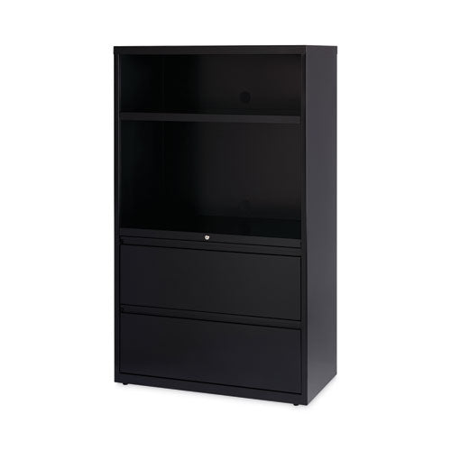 Combo Bookshelf/lateral File Cabinet, 2 Shelves (1 Adjustable), 2 Letter/legal Drawers, Black, 36 X 18.62 X 60