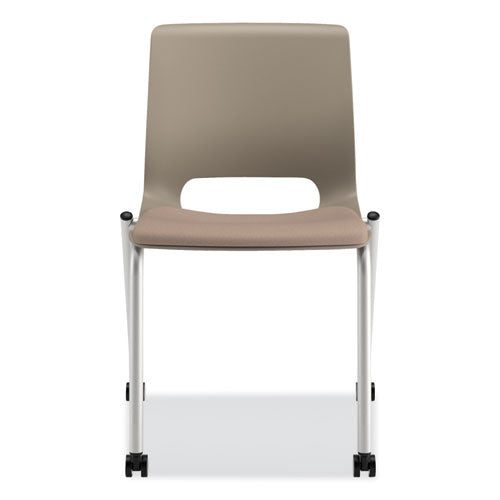 Motivate Four-leg Stacking Chair, Supports 300lb, 18.25" Seat Height, Morel Fabric Seat, Shadow Back, Platinum Base, 2/carton