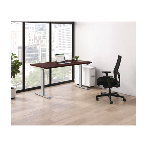 Mod Height Adjustable Desk Bundle, 60" X 30" X 27.5" To 47.75", Slate Teak/silver