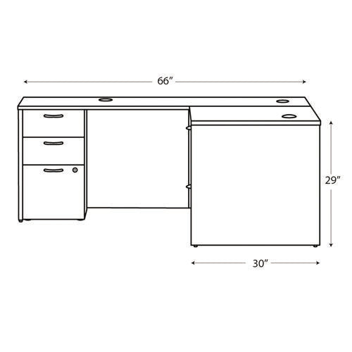 Mod L-station Double Pedestal Desk Bundle, 66" X 72" X 29", Sepia Walnut