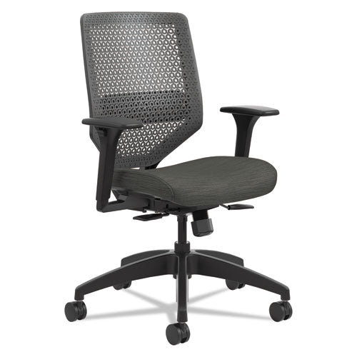 Solve Series Reactiv Back Task Chair, Supports Up To 300 Lb, 18" To 23" Seat Height, Midnight Seat, Charcoal Back, Black Base