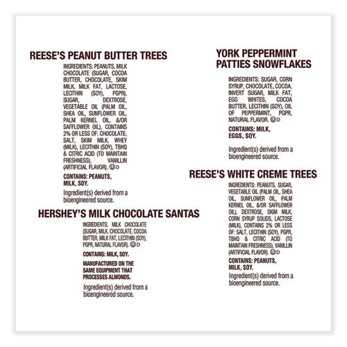 Holiday Shapes, Hershey’s/reese's/york Chocolate, White Creme, Peanut Butter Assortment, 31.8 Oz Bag