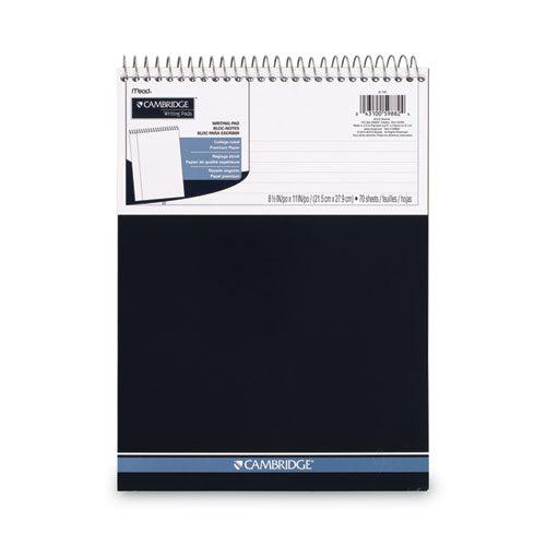 Stiff-back Wire Bound Notepad, Medium/college Rule, Navy Cover, 70 White 8.5 X 11.5 Sheets