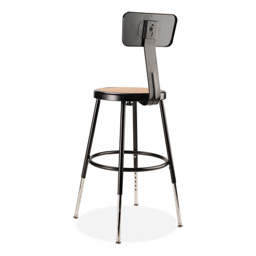 6200 Series 19" To 27" Height Adjustable Heavy-duty Stool With Backrest, Supports Up To 500 Lb, Masonite Seat/black Base