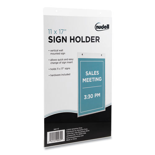 Clear Plastic Sign Holder, Wall Mount, 11 X 17