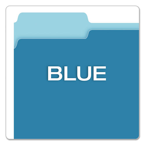 Colored File Folders, 1/3-cut Tabs: Assorted, Letter Size, Blue/light Blue, 100/box