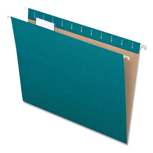 Colored Hanging Folders, Letter Size, 1/5-cut Tabs, Teal, 25/box