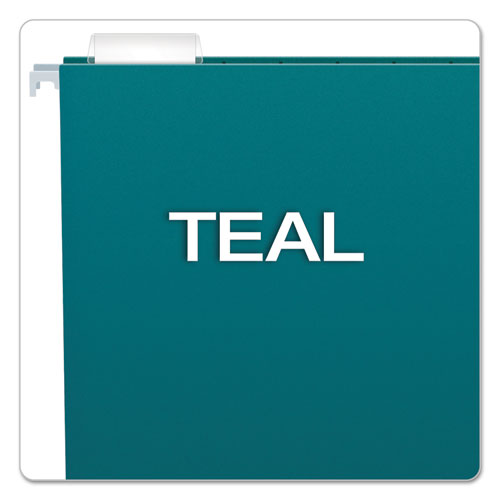 Colored Hanging Folders, Letter Size, 1/5-cut Tabs, Teal, 25/box