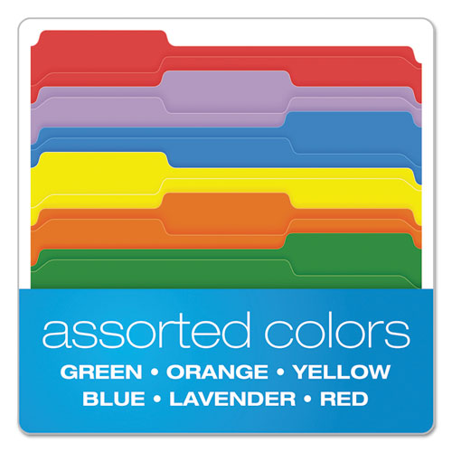 Double-ply Reinforced Top Tab Colored File Folders, 1/3-cut Tabs: Assorted, Letter, 0.75" Expansion, Assorted Colors, 100/box