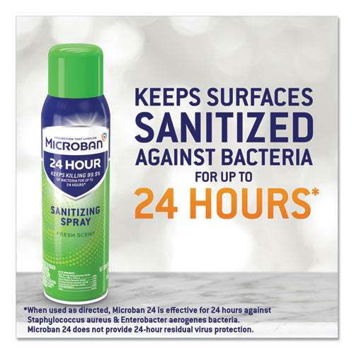 24-hour Disinfectant Sanitizing Spray, Fresh Scent, 12.5 Oz Aerosol Spray, 6/carton