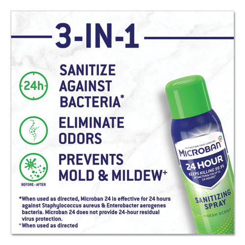 24-hour Disinfectant Sanitizing Spray, Fresh Scent, 12.5 Oz Aerosol Spray, 6/carton