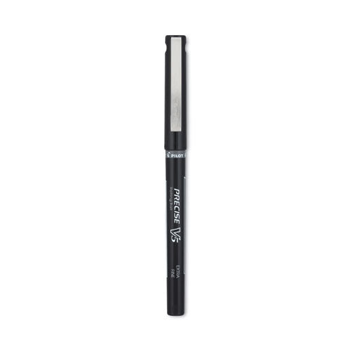 Precise V5 Roller Ball Pen, Stick, Extra-fine 0.5 Mm, Black Ink, Black/clear Barrel, Dozen