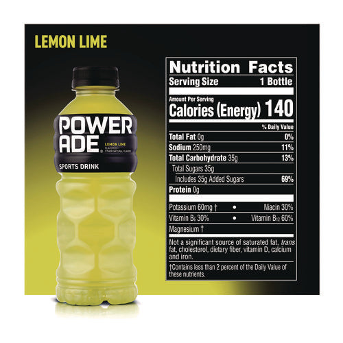 Sports Drink, Lemon Lime, 20 Oz Bottle, 24/pack