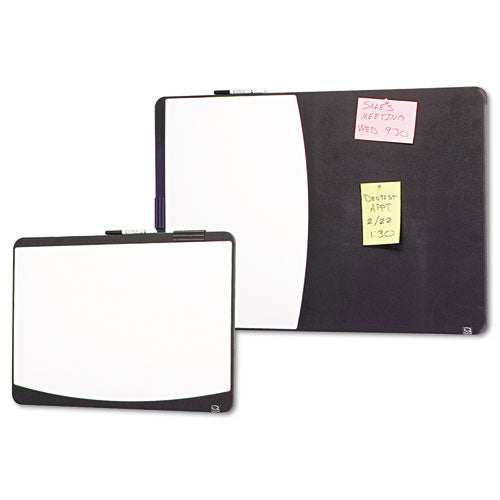 Tack And Write Board, 25.5 X 17.5, Black/white Surface, Black Plastic Frame