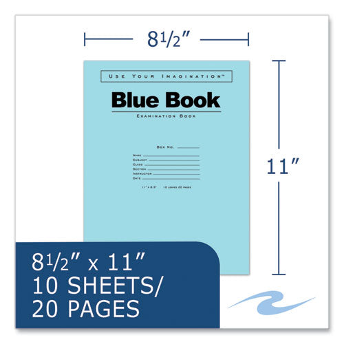 Examination Blue Book, Wide/legal Rule, Blue Cover, (10) 11 X 8.5 Sheets, 300/carton