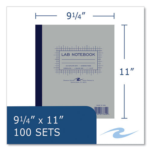 Lab And Science Carbonless Notebook, Quad Rule (4 Sq/in), Gray Cover, (200) 11 X 9.25 Sheets, 5/carton