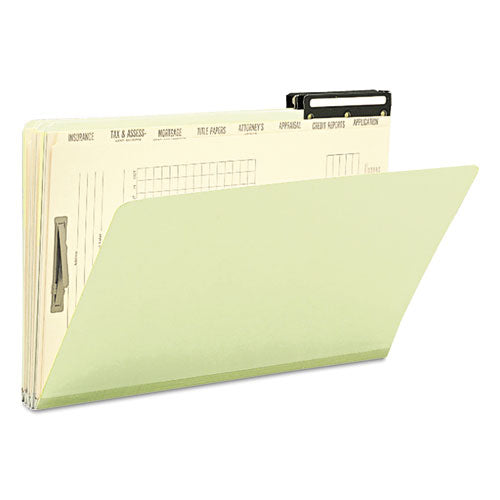 Pressboard Mortgage Folders, 1" Expansion, 8 Dividers, 1 Fastener, Legal Size, Green Exterior, 10/box