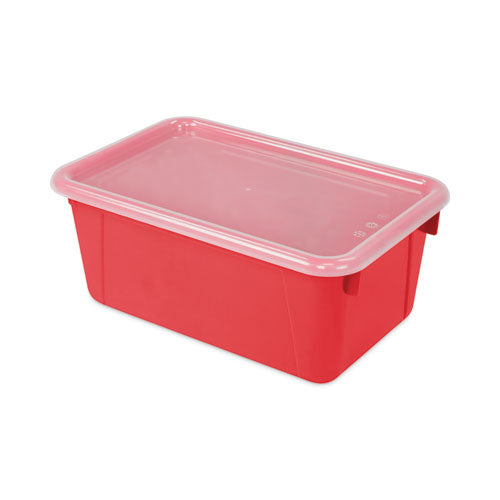 Cubby Bins With Clear Lids, 12.25" X 7.75" X 5.13", Red, 6/pack