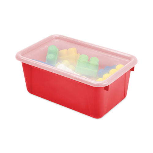 Cubby Bins With Clear Lids, 12.25" X 7.75" X 5.13", Red, 6/pack