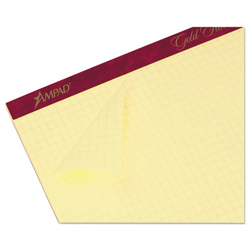 Gold Fibre Canary Quadrille Pads, Stapled With Perforated Sheets, Quadrille Rule (4 Sq/in), 50 Canary 8.5 X 11.75 Sheets