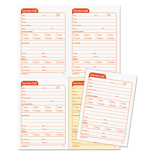 Service Call Book, Two-part Carbonless, 5.5 X 3.88, 4 Forms/sheet, 200 Forms Total