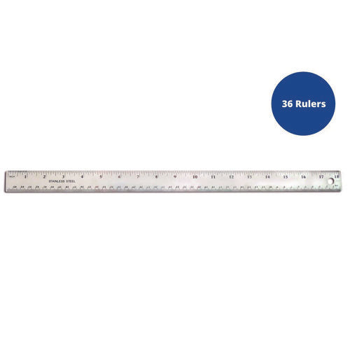 Stainless Steel Ruler, Standard/metric, 18" Long, Silver, 36/carton