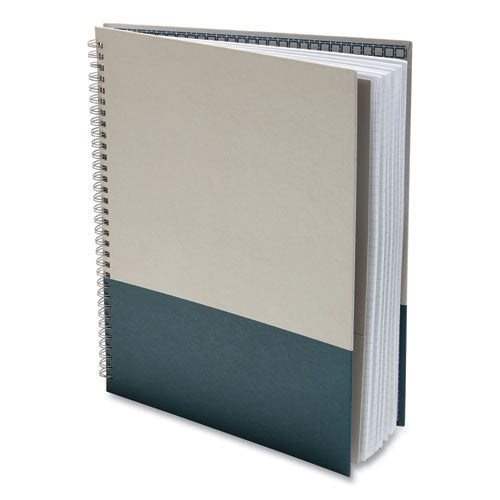 Wirebound Hardcover Notebook, 1 Subject, Narrow Rule, Gray/teal Cover, 11 X 8.5, 80 Sheets