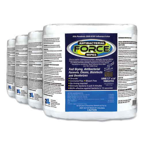 Force Disinfecting Wipes Refill, 1-ply, 6 X 8, Unscented, White, 900/pack, 4 Packs/carton