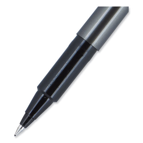 Deluxe Roller Ball Pen, Stick, Extra-fine 0.5 Mm, Black Ink, Metallic Gray/black Barrel, Dozen