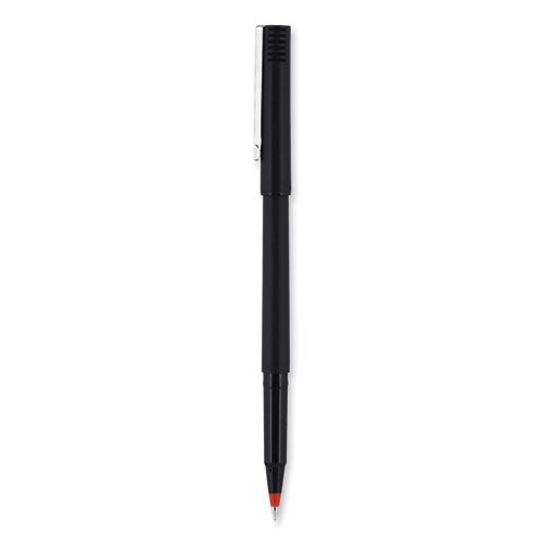 Roller Ball Pen, Stick, Extra-fine 0.5 Mm, Red Ink, Black/red Barrel, Dozen