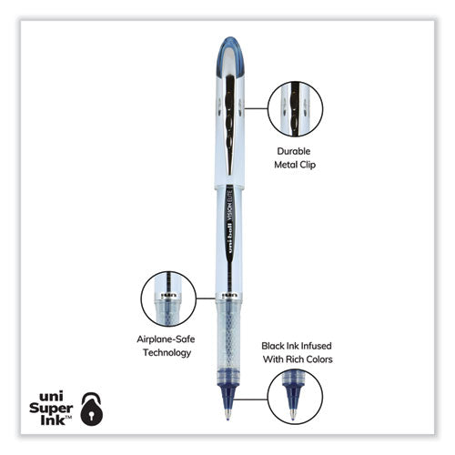 Vision Elite Hybrid Gel Pen, Stick, Bold 0.8 Mm, Blue-infused Black Ink, White/blue/clear Barrel