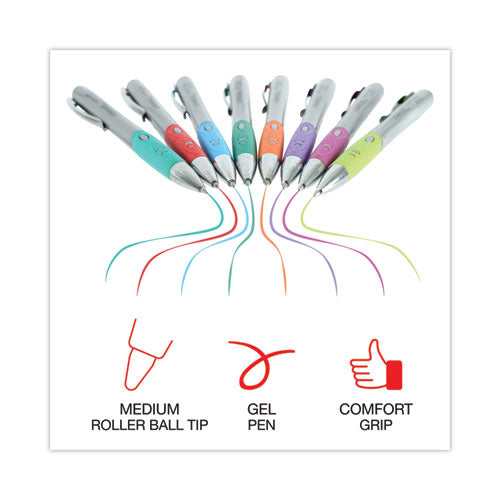 Comfort Grip Gel Pen, Retractable, Medium 0.7 Mm, Assorted Ink And Barrel Colors, 8/pack