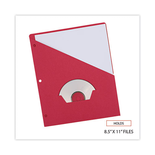 Slash-cut Pockets For Three-ring Binders, Jacket, Letter, 11 Pt., 8.5 X 11, Red, 10/pack