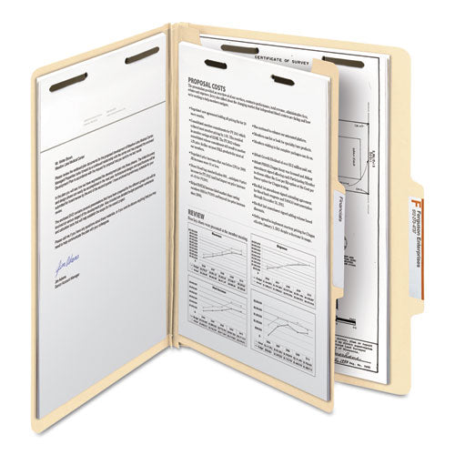 Manila Four- And Six-section Top Tab Classification Folders, 1 Divider, Letter Size, Manila, 10/box